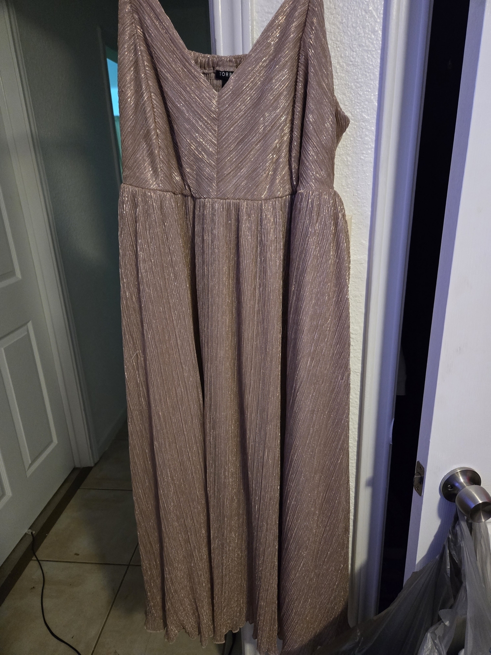 torrid Rose Gold Metallic V-Neck Maxi Dress
